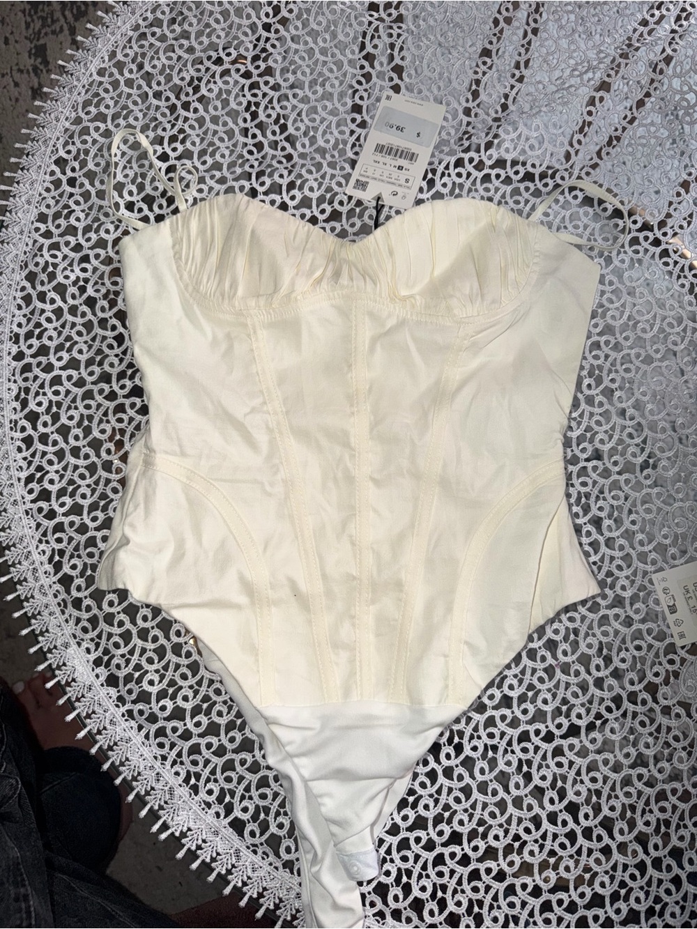 ZARA NWT Cream Corset-Style Kids One Piece Bodysuit